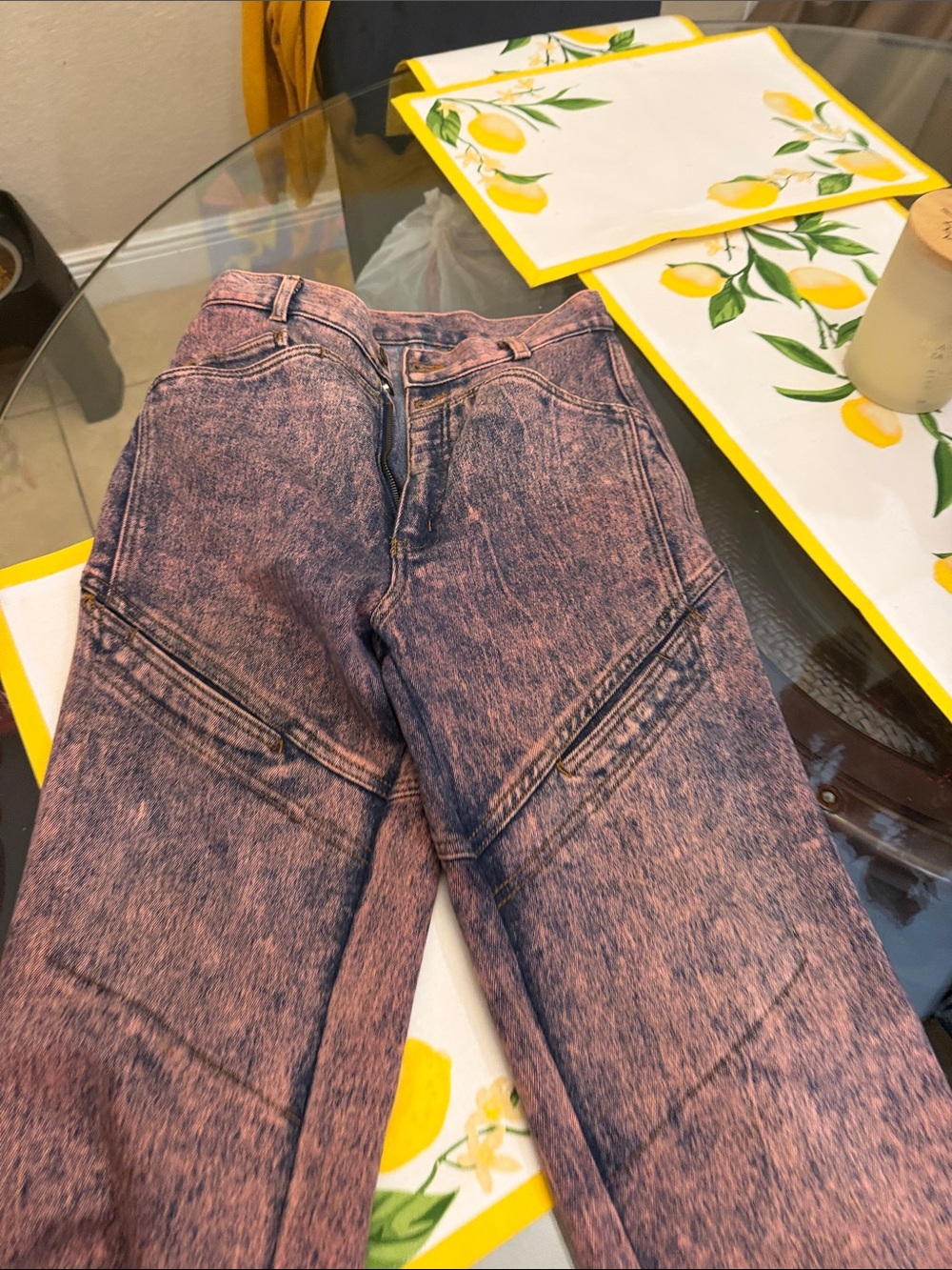 High-Rise Pink Acid-Wash Women's Jeans - Picture 3 of 6